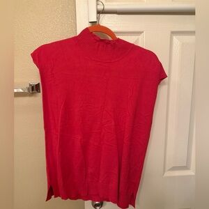 Ann Taylor Factory Red Mock Neck Sleeveless Top
